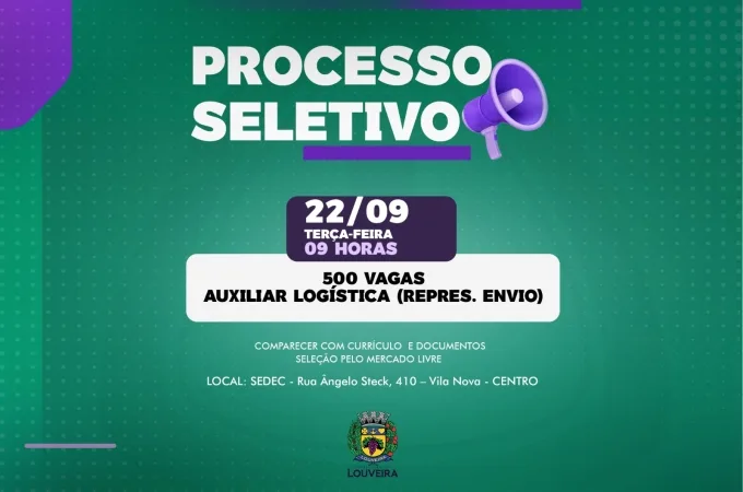 Louveira oferece 500 vagas de auxiliar de logística em processo seletivo