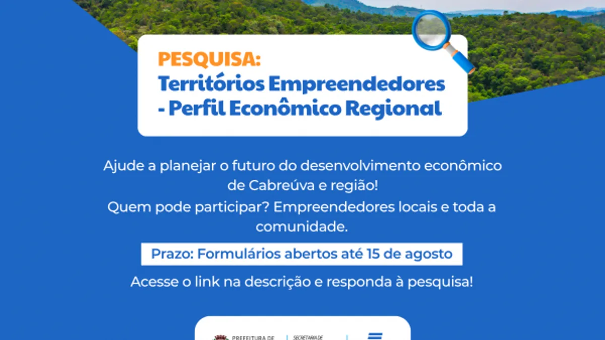 Prefeitura de Cabreúva convida para pesquisa 'Territórios Empreendedores'