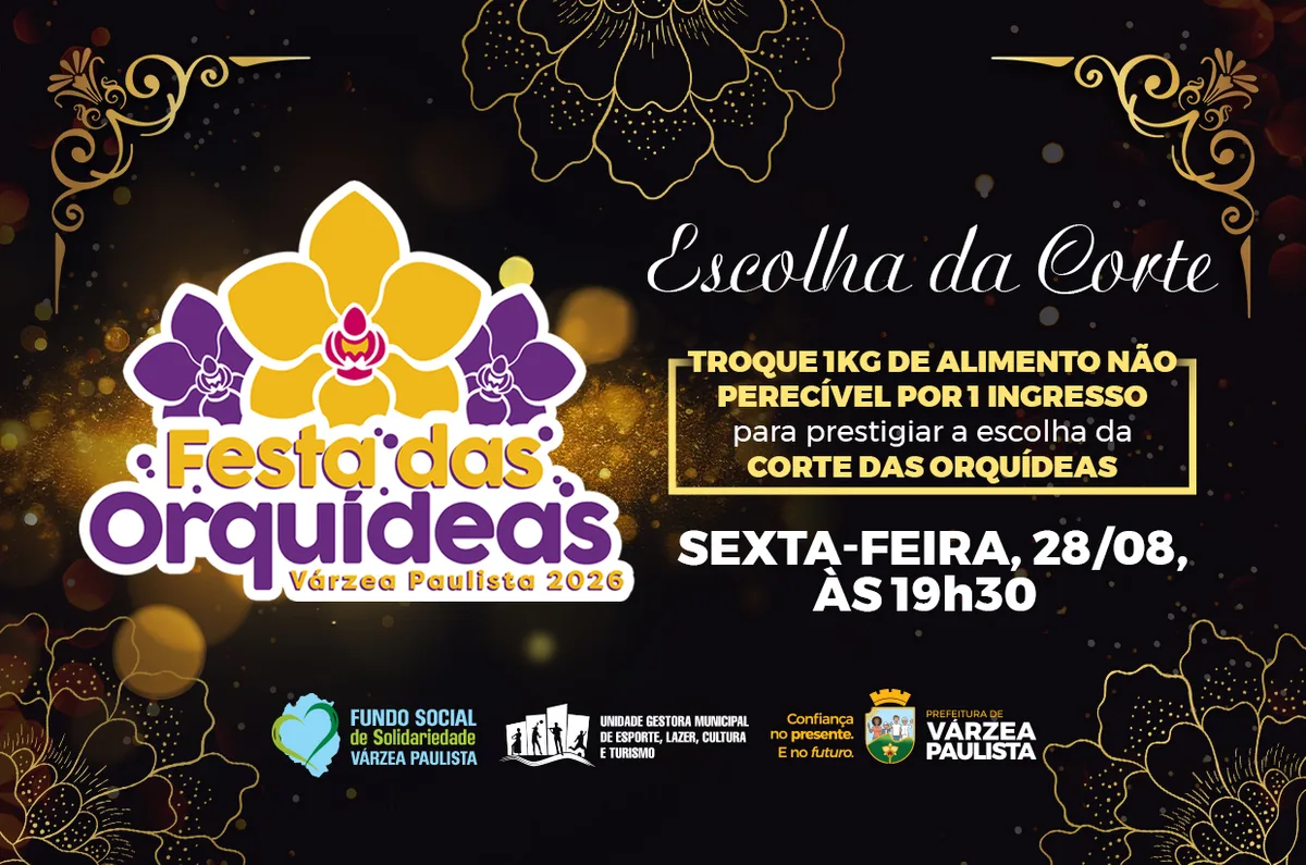 Várzea Paulista escolhe Corte das Orquídeas 2026 nesta sexta-feira (28)