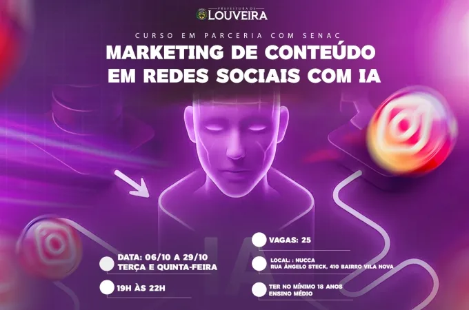 Louveira abre inscrições para curso de marketing digital com inteligência artificial
