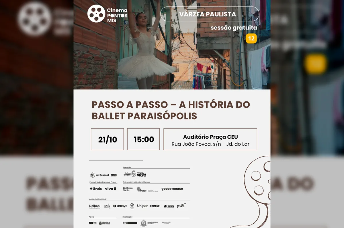 Praça CEU em Várzea Paulista exibe documentário gratuito sobre o Ballet Paraisópolis