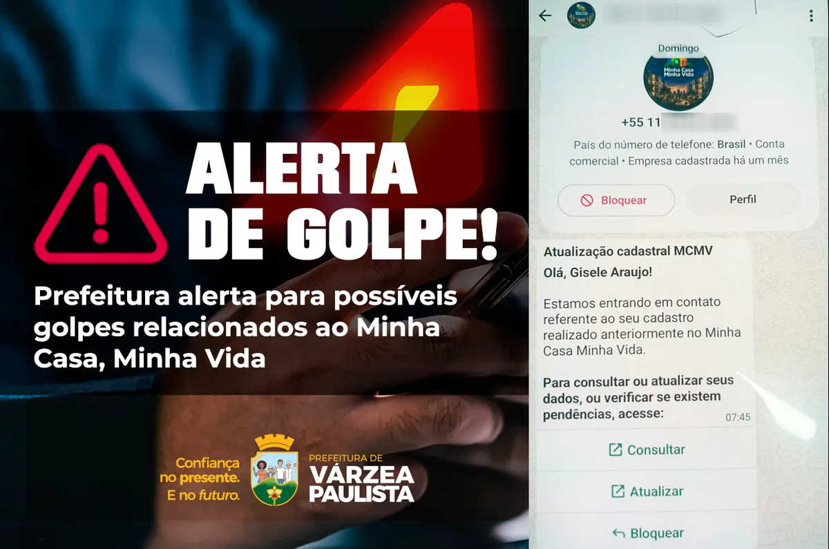 Várzea Paulista alerta para golpes do Minha Casa, Minha Vida pelo WhatsApp