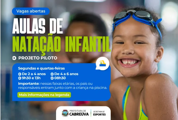 Cabreúva abre inscrições para projeto piloto de natação infantil