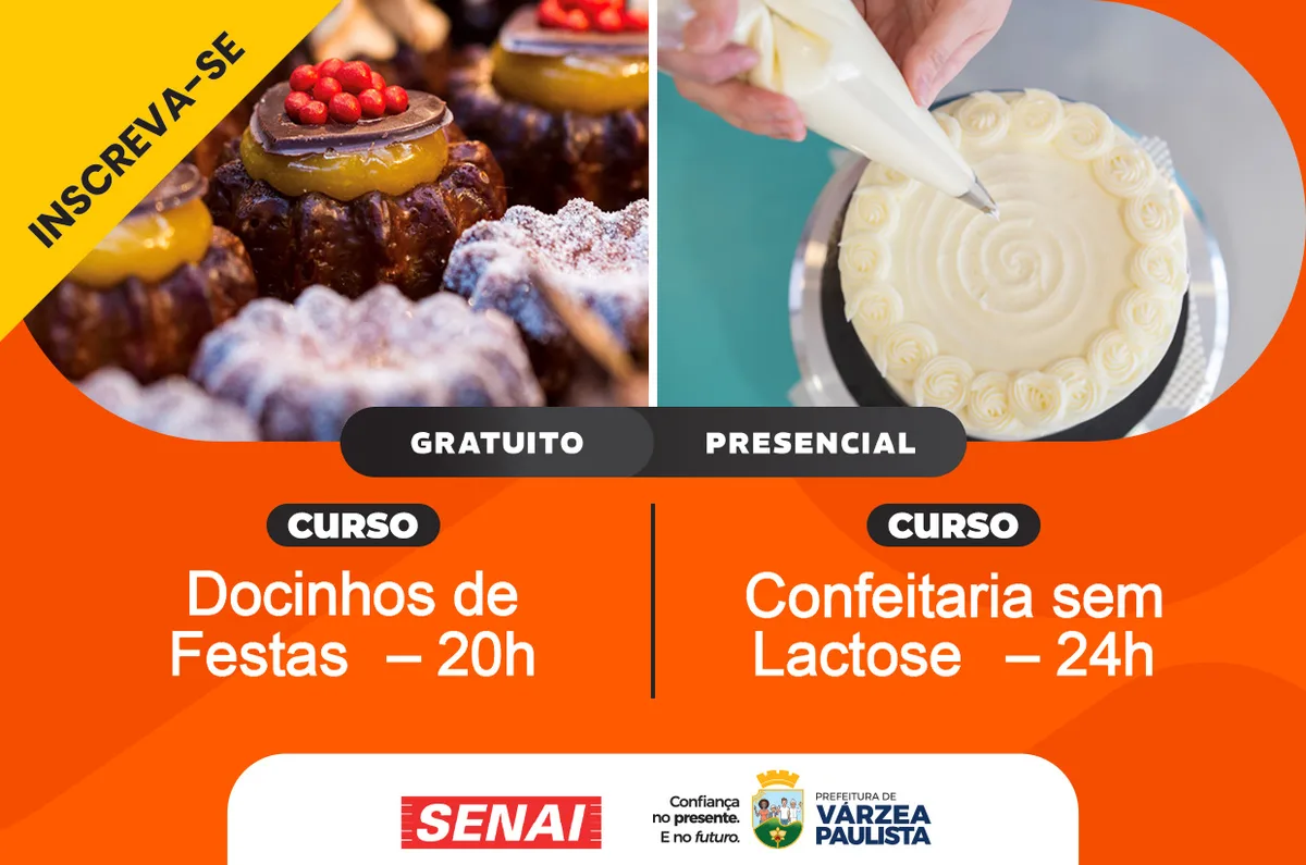 Senai abre inscrições para cursos de Docinhos de Festas e Confeitaria sem Lactose