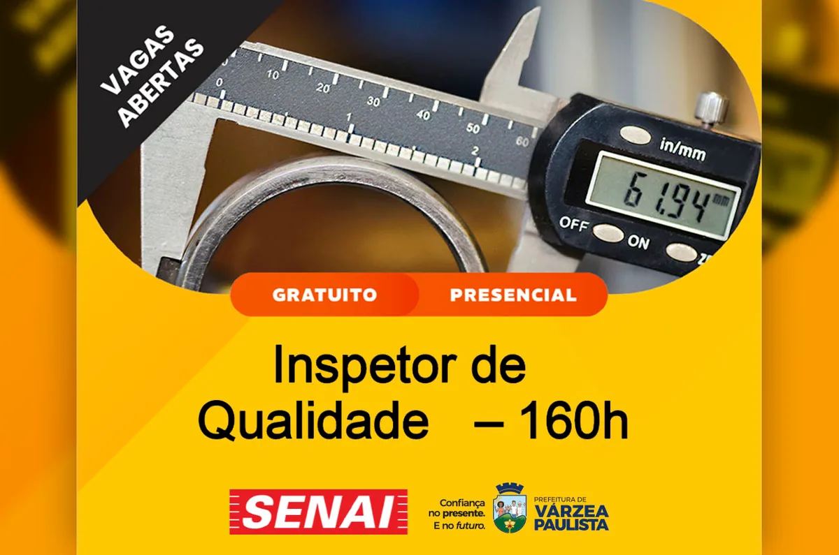 Várzea Paulista abre 32 vagas para curso de Inspetor de Qualidade no CRAS Norte