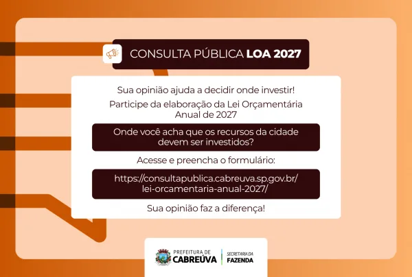 Cabreúva abre consulta pública para Lei Orçamentária Anual de 2027