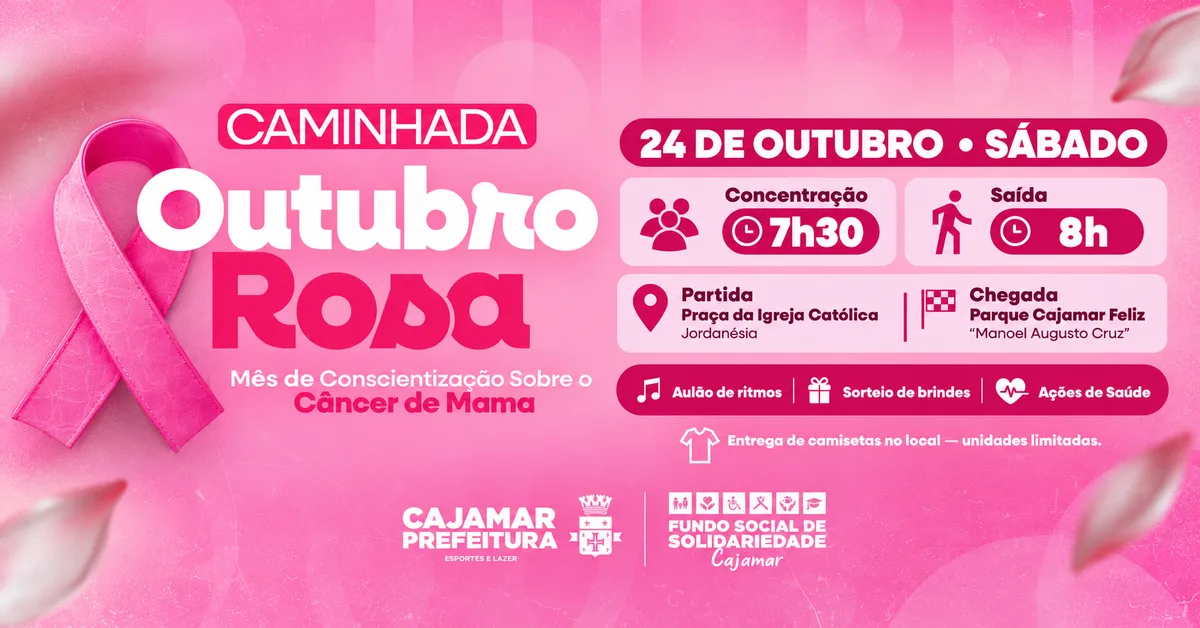 Cajamar realiza Caminhada Outubro Rosa neste sábado com ações de saúde