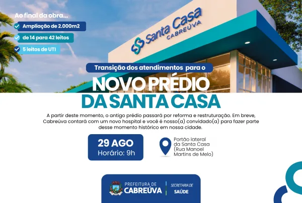 Cabreúva inicia transição para novo prédio da Santa Casa em 29 de agosto