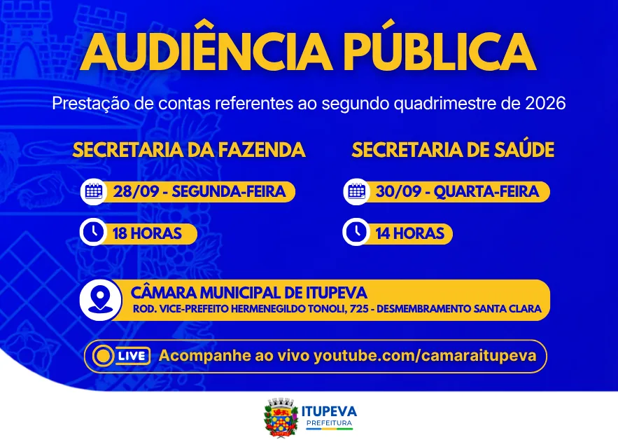 Itupeva realiza audiências públicas de prestação de contas na próxima semana