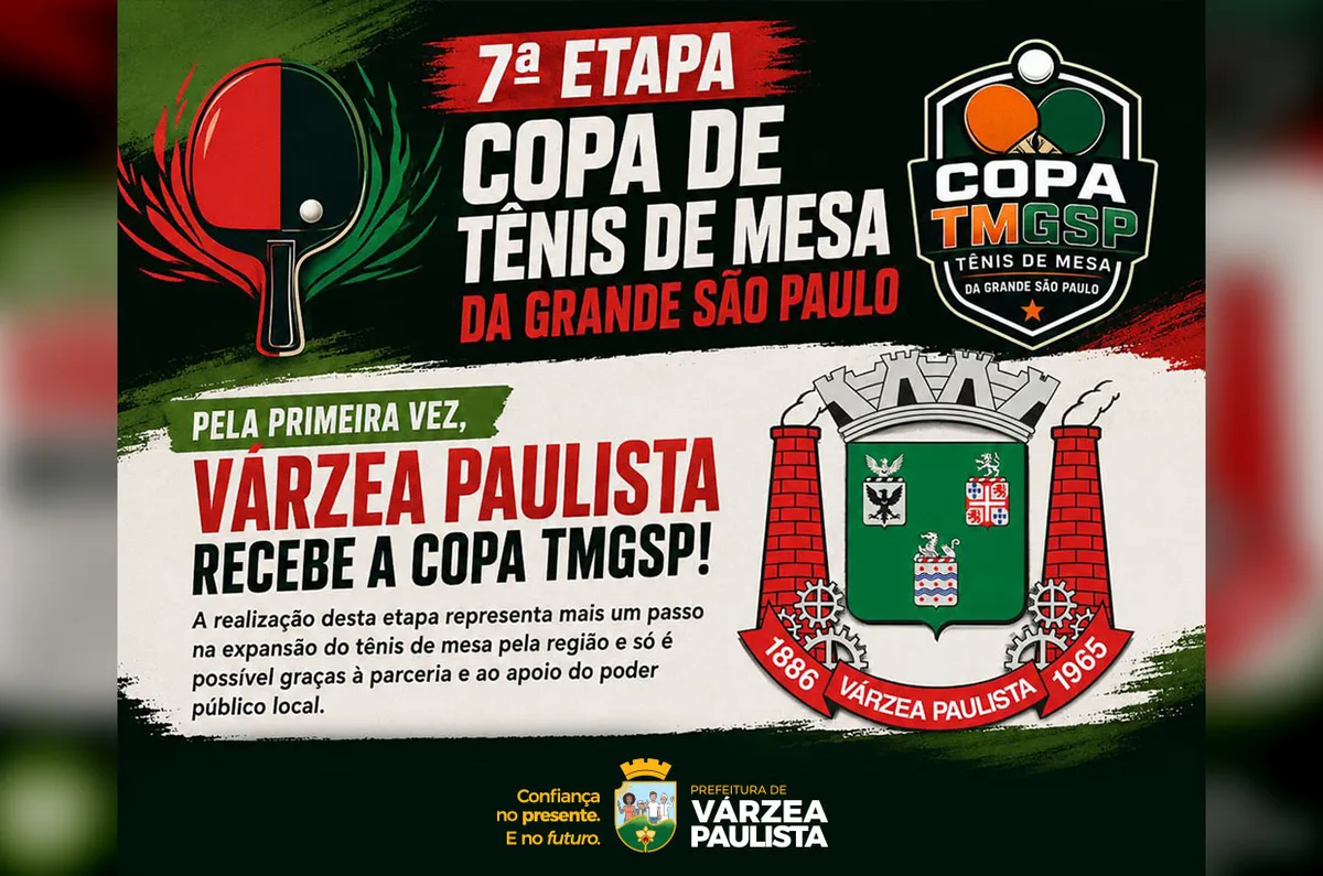 Várzea Paulista sedia 7ª etapa da Copa de Tênis de Mesa da Grande São Paulo